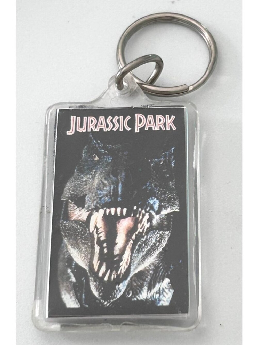 Jurassic Park Vintage 1993 Double-Sided Keychain T-Rex & Logo Acrylic Keyring